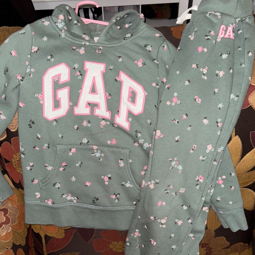 GAP Kids Green Floral Hoodie and Joggers